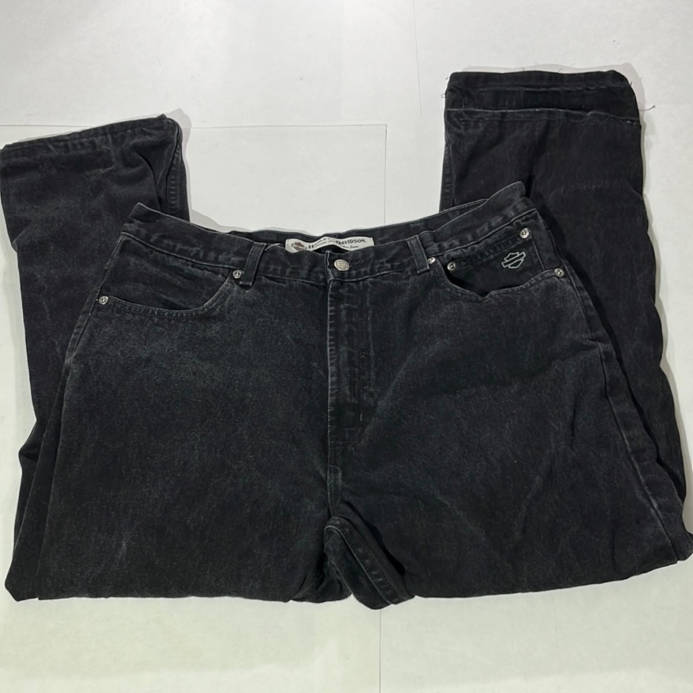 Harley Davidson black denim jeans with defects